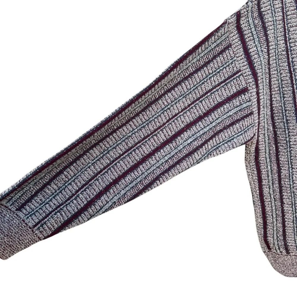 Vintage Brandini Knit Grandpa Sweater Striped V-Neck Long Sleeve Med Italy GUC